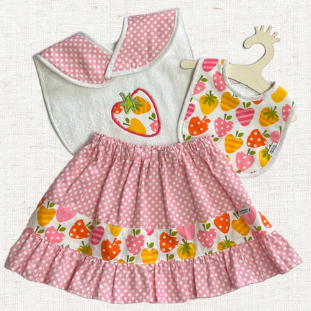 Baby Girl Strawberry Skirt and Two Bibs Set – Size 1