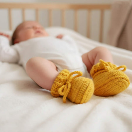 Baby Booties |Mustard | Newborn | Crochet | Knit | Shoes | Socks