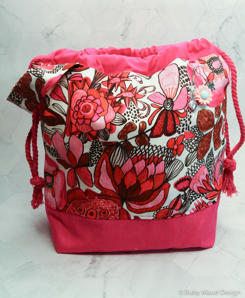 Large Knitting Project Bag - Pink Australiana