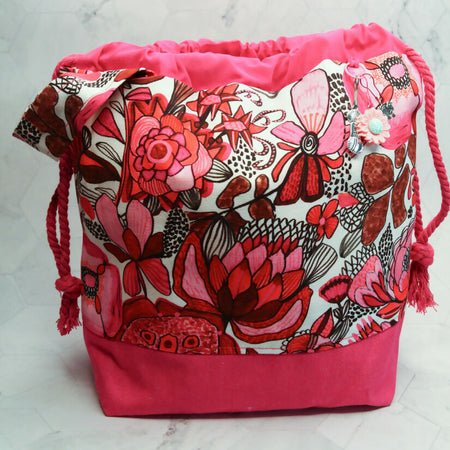 Large Knitting Project Bag - Pink Australiana