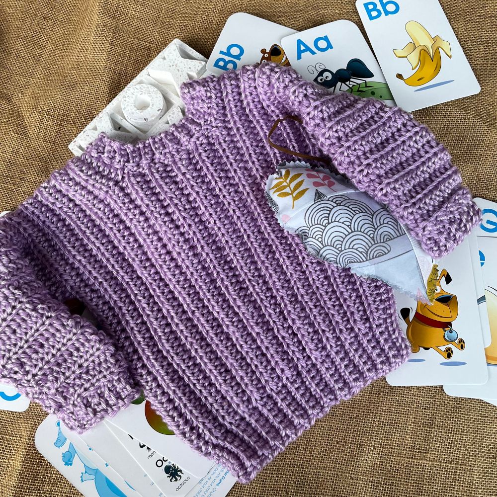 Handmade crochet baby jumper | super soft | purple | 3month
