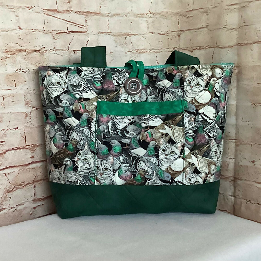 Cats Amongst Pigeons handbag, tote, shoulder bag for shopping, travel or craft.