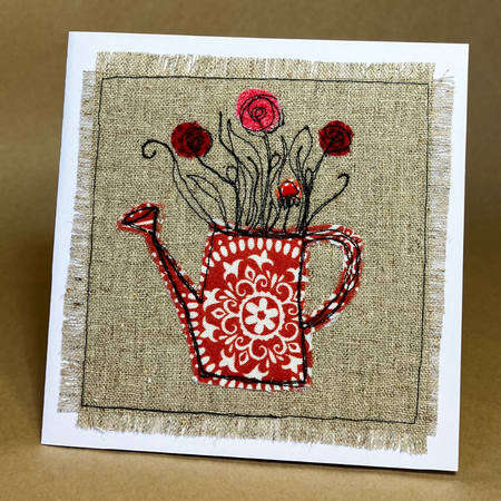 Handmade Fabric Greeting Card & Envelope| 13cm x 13cm | Blank inside