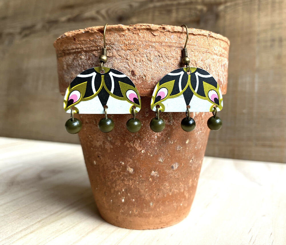 Boho Beauty recycled metal semi-circle earrings