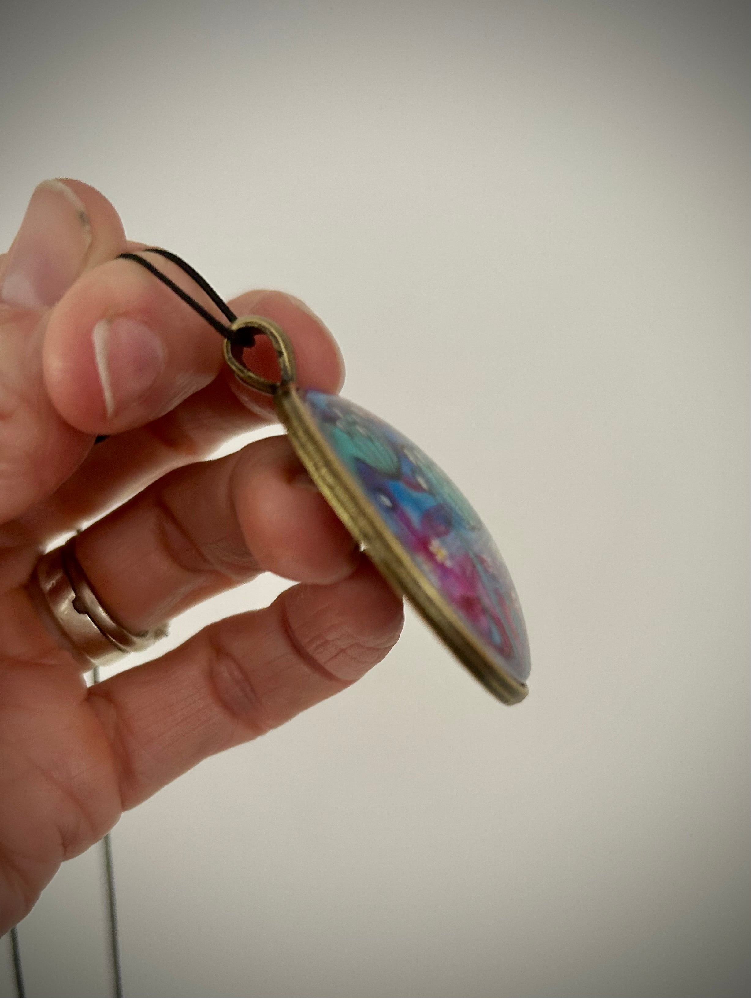 Hand-painted necklace : Sea Glass Garden