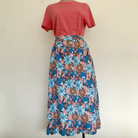 Ashlee Skirt - Coral and Cobalt floral