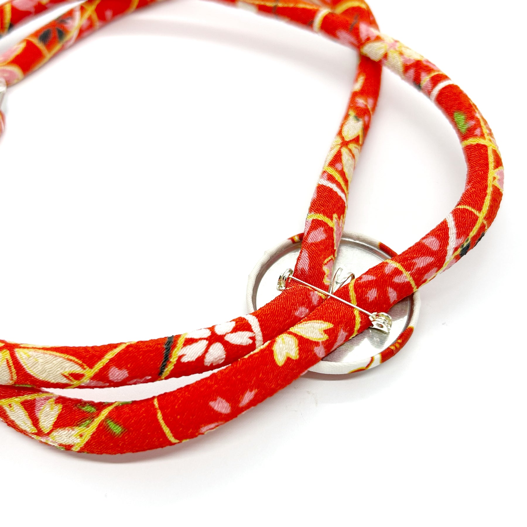 Kimono Cord Necklace - Red Blossom