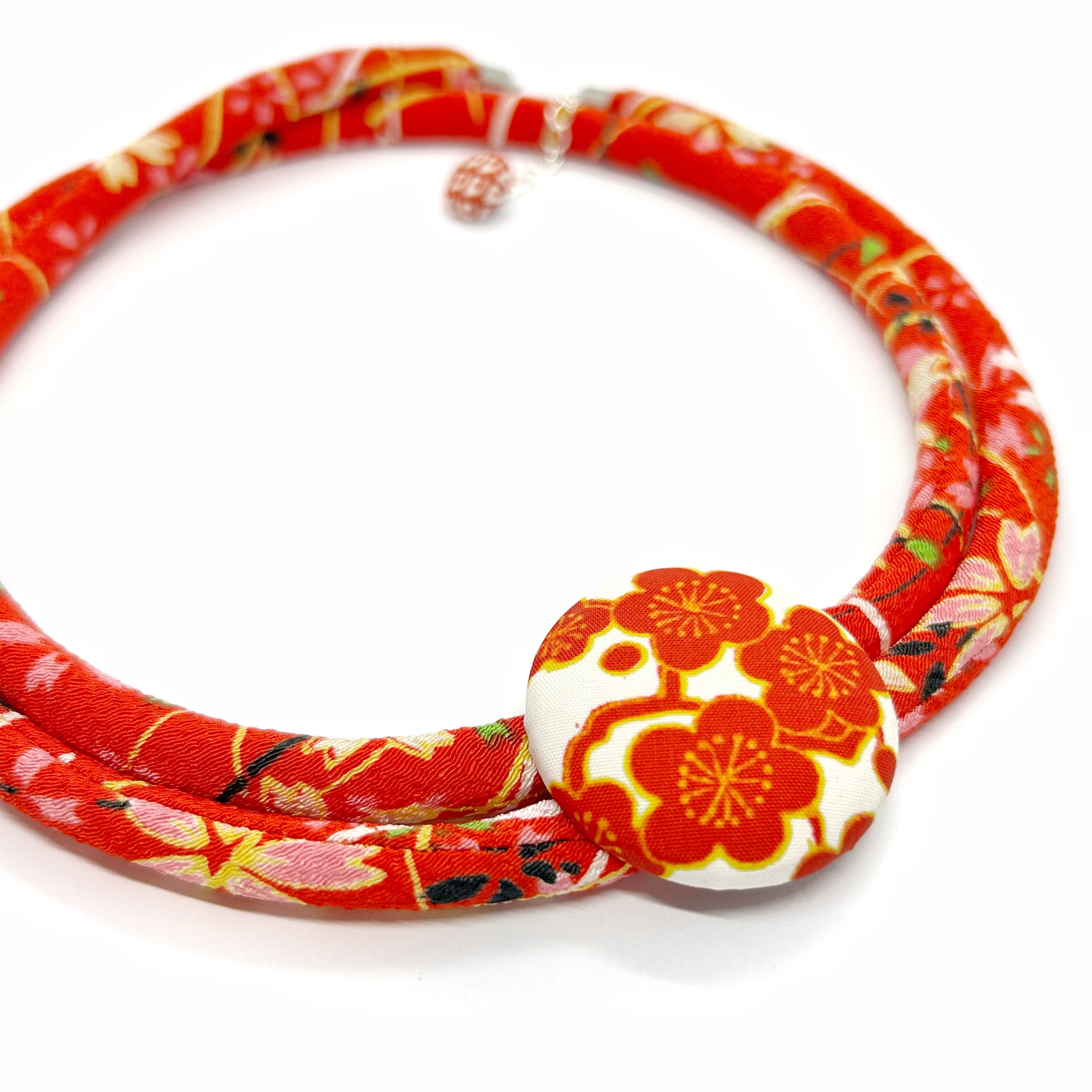 Kimono Cord Necklace - Red Blossom