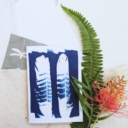 Recycled Australian Wildlife Greeting Cards ~ Cyanotype Art ~ Eco-Friendly ~