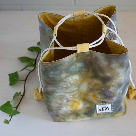 Large Ice Dyed Komebukuro Bag, Moss green