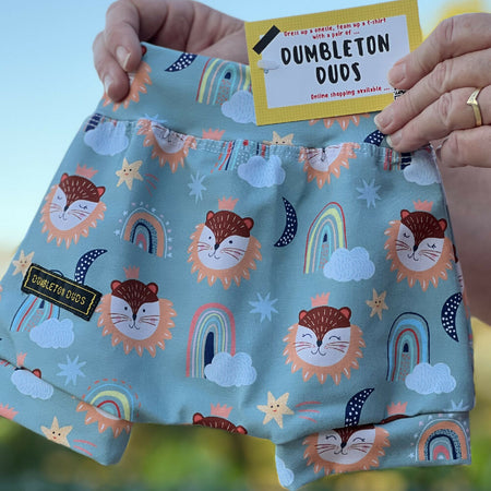 Lions and Rainbows - Handmade Baby Pants by Dumbleton Duds | Sizes New Born, 000, 00, 0