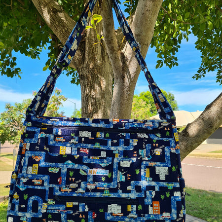 OOAK Dark Blue Roadway Nappy Bag