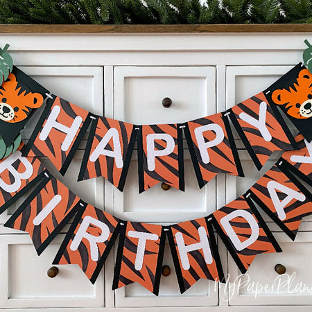 Tiger Happy Birthday party banner.