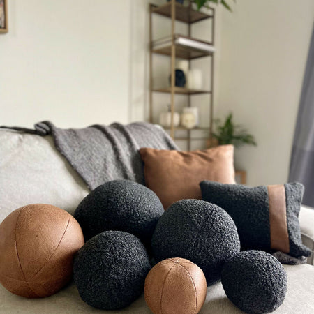 Black Boucle Sphere Cushions