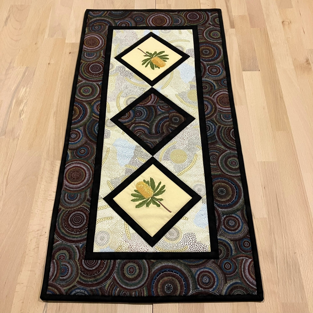 handmade Australian native quilted - banksia (yellow)