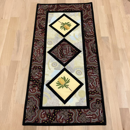 handmade Australian native quilted - banksia (yellow)