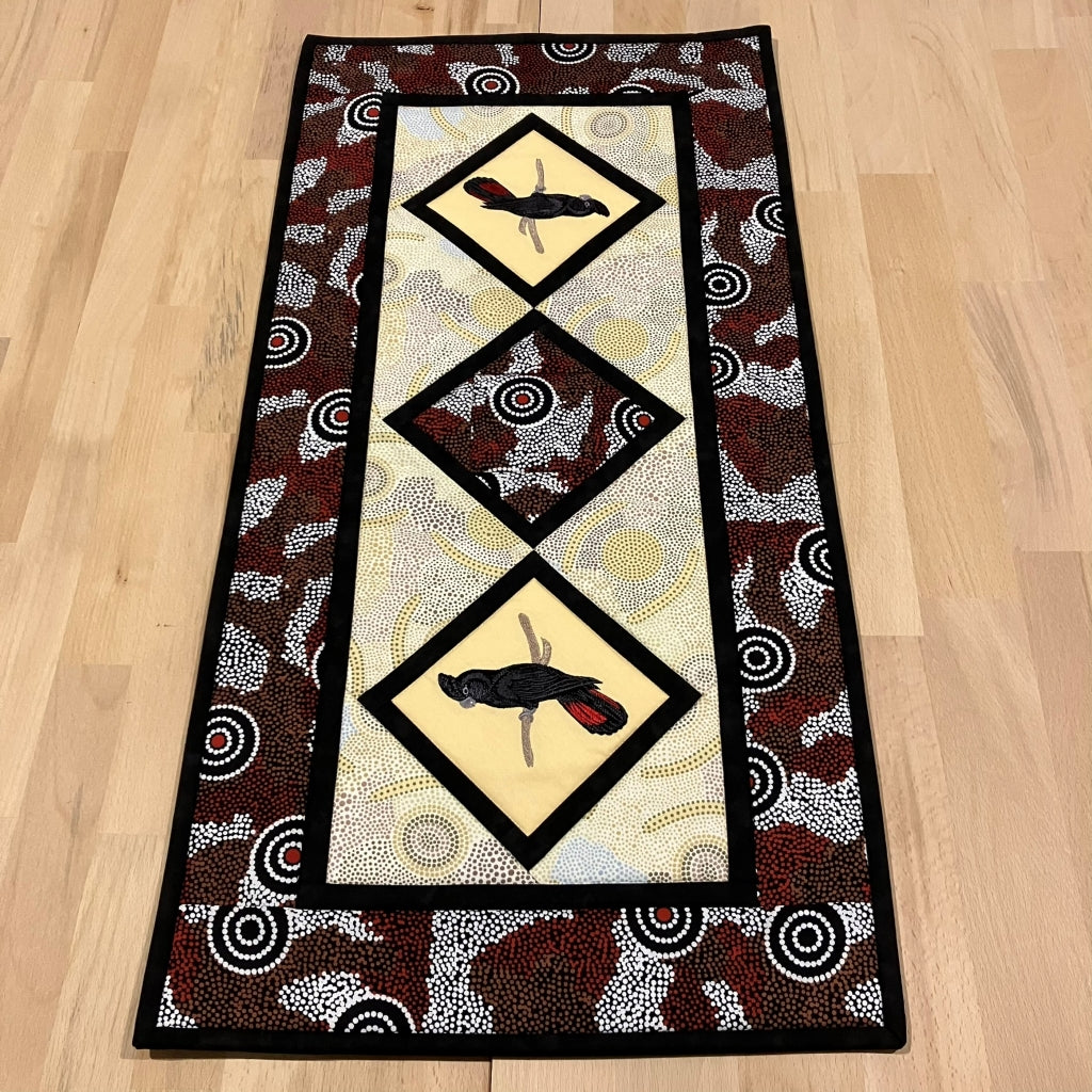 handmade Australian native quilted - red tailed black cockatoo