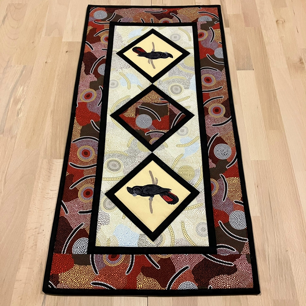 handmade Australian native quilted - red tailed black cockatoo