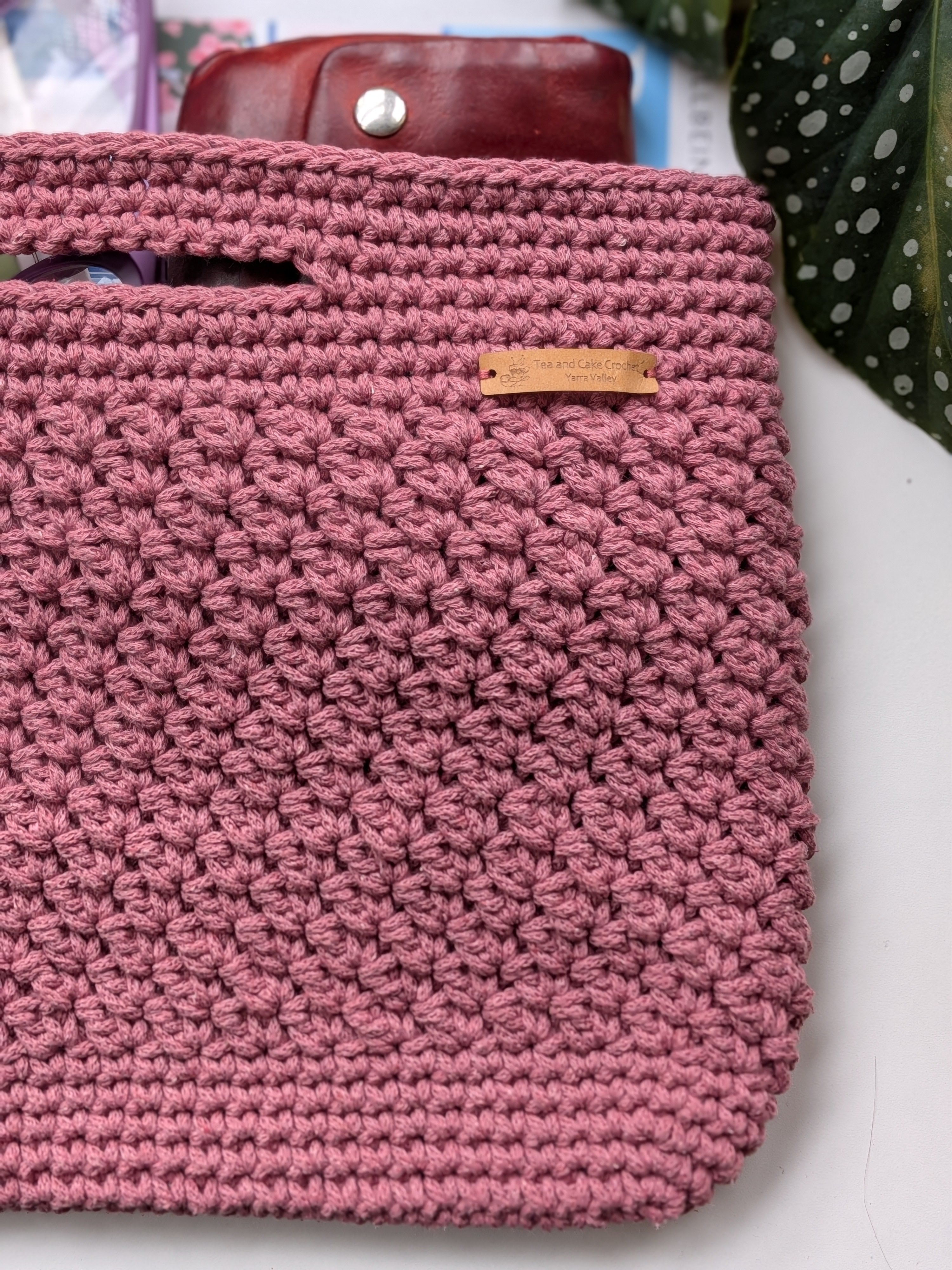 The Yarra Bag, Handmade Crochet Everyday Handbag in Dusty Pink