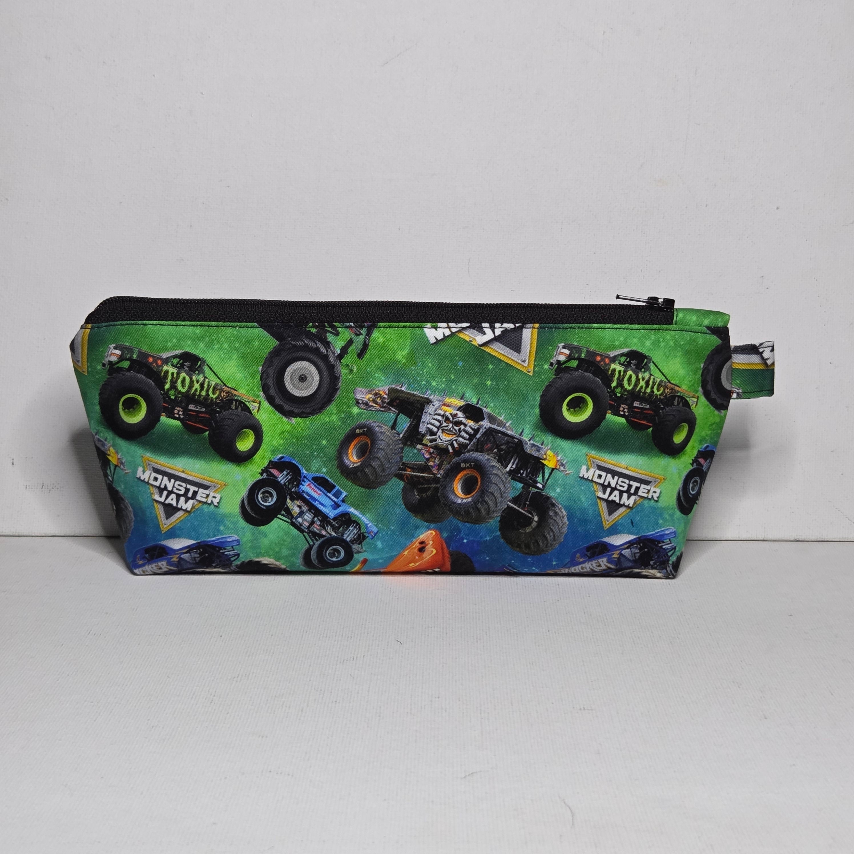Pencil Case in colourful monster truck fabric