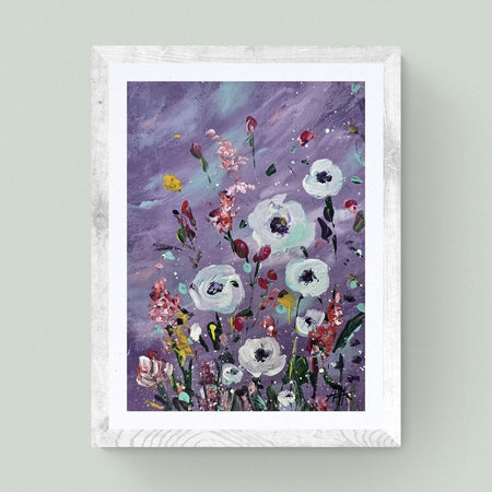 'A Bloom Beneath Amethyst Skies' - Original Artwork on Watercolour Paper 13x18cm