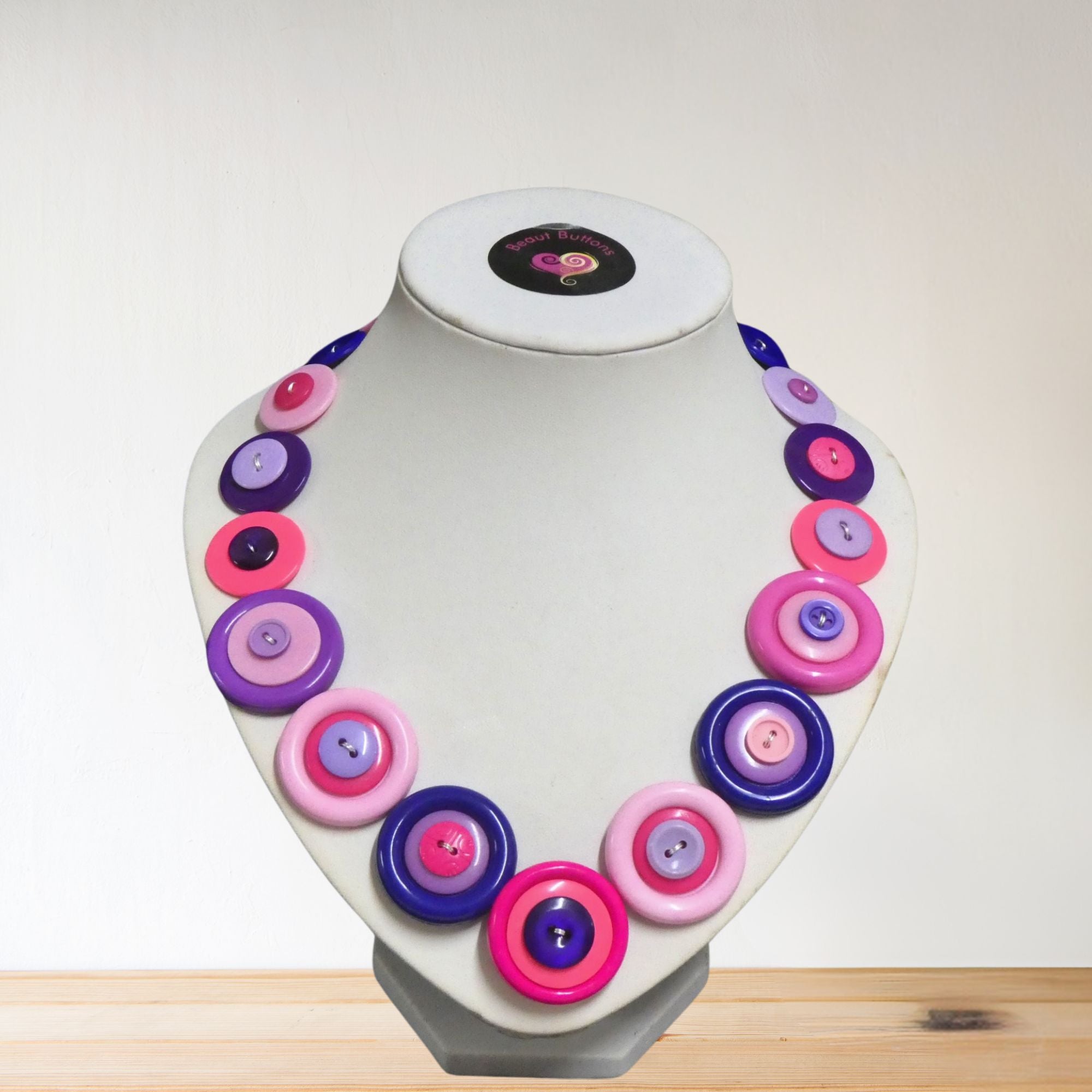 Button necklace - Think Pink
