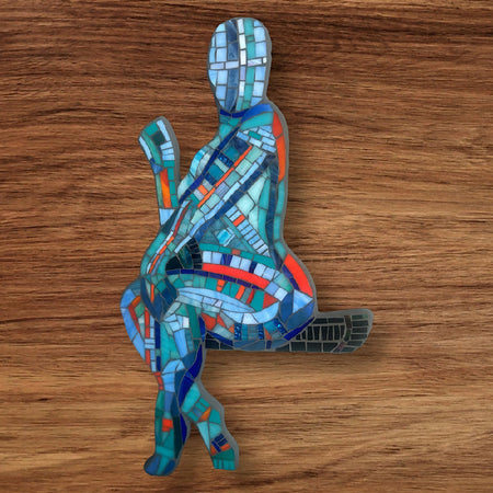 ‘SMOKING’ Stained Glass Mosaic Sitting Female Wall Art.