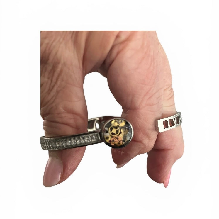 Steampunk watch parts hinged bangle