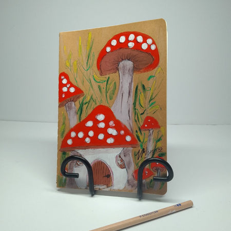 Whimsical Toadstool Handpainted Blank Notebook - Perfect gift