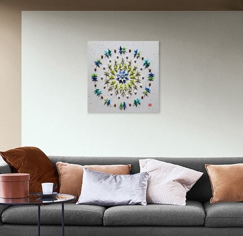 Together we fly - greens and blues - papercranes good luck