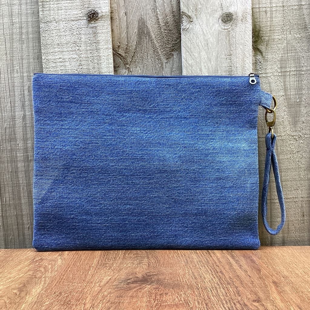 Large Upcycled Denim Pouch #6 - Pocket Patchwork