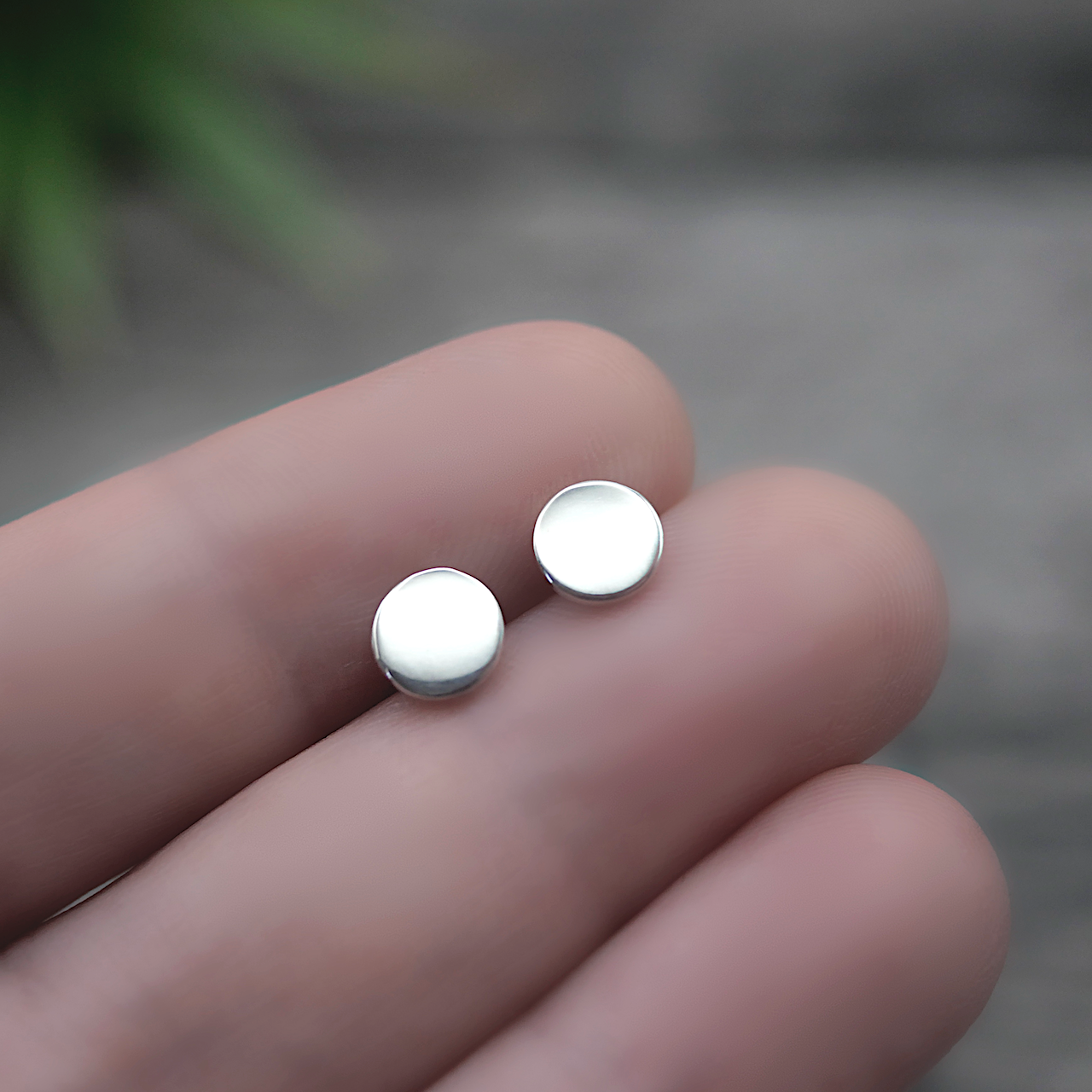 Silver Dot Studs - Handmade Sterling Silver Round Stud Earrings