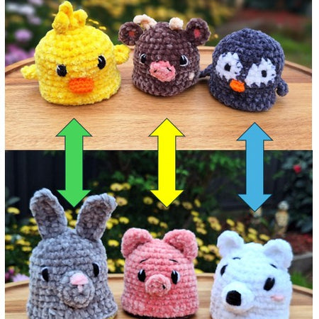 Two-in-one crocheted animal Toys, flip and transform