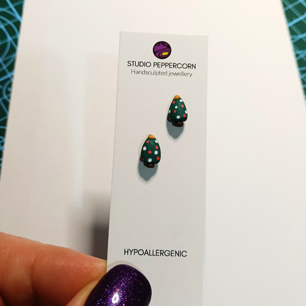Christmas tree stud earrings