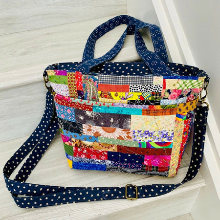 5 pocket scrappy patchwork cross body messenger bag