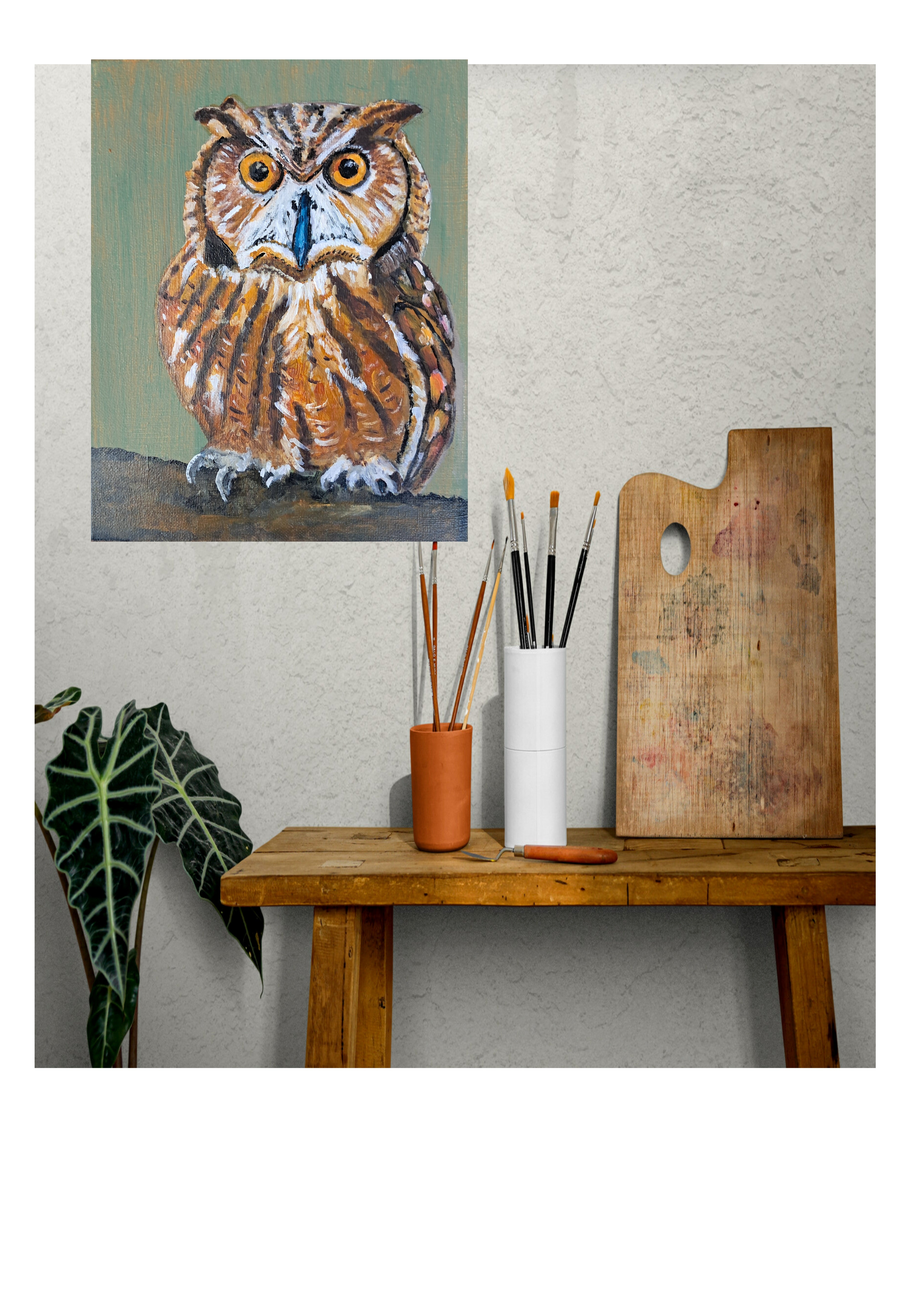 Owl Screech Owl Original painting
