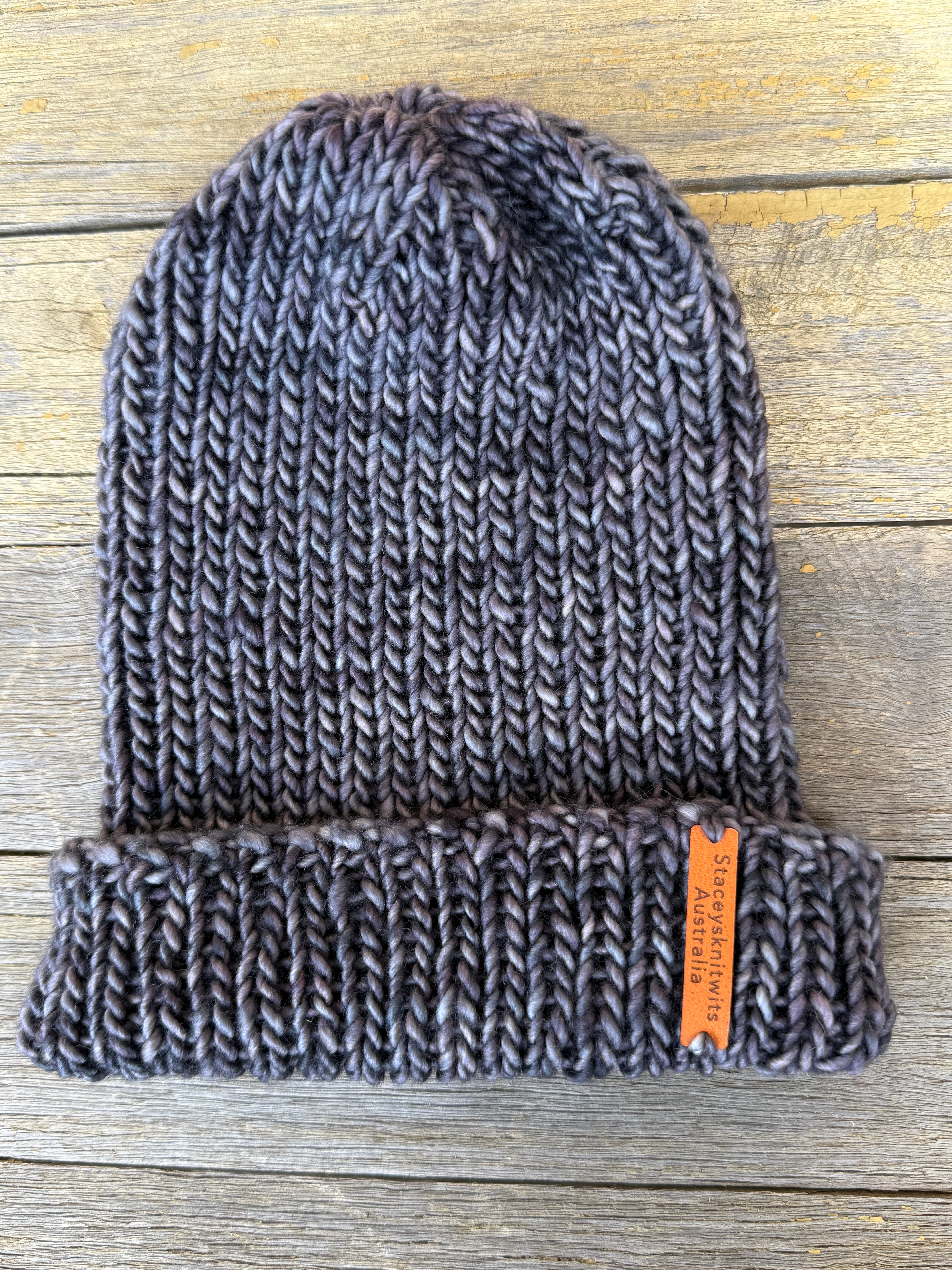 Grey Beanie, Hand knitted merino stretchy beanie