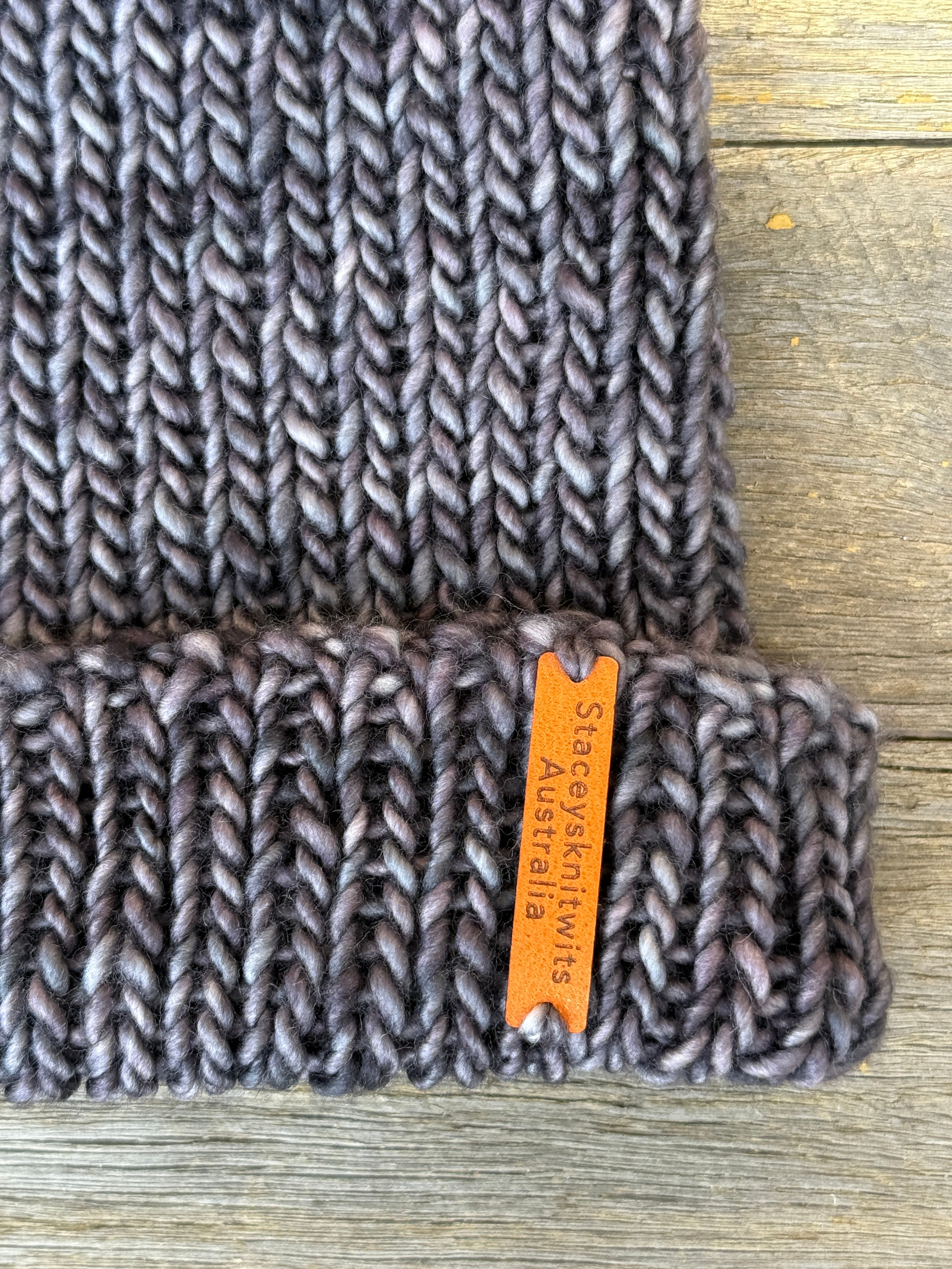 Grey Beanie, Hand knitted merino stretchy beanie