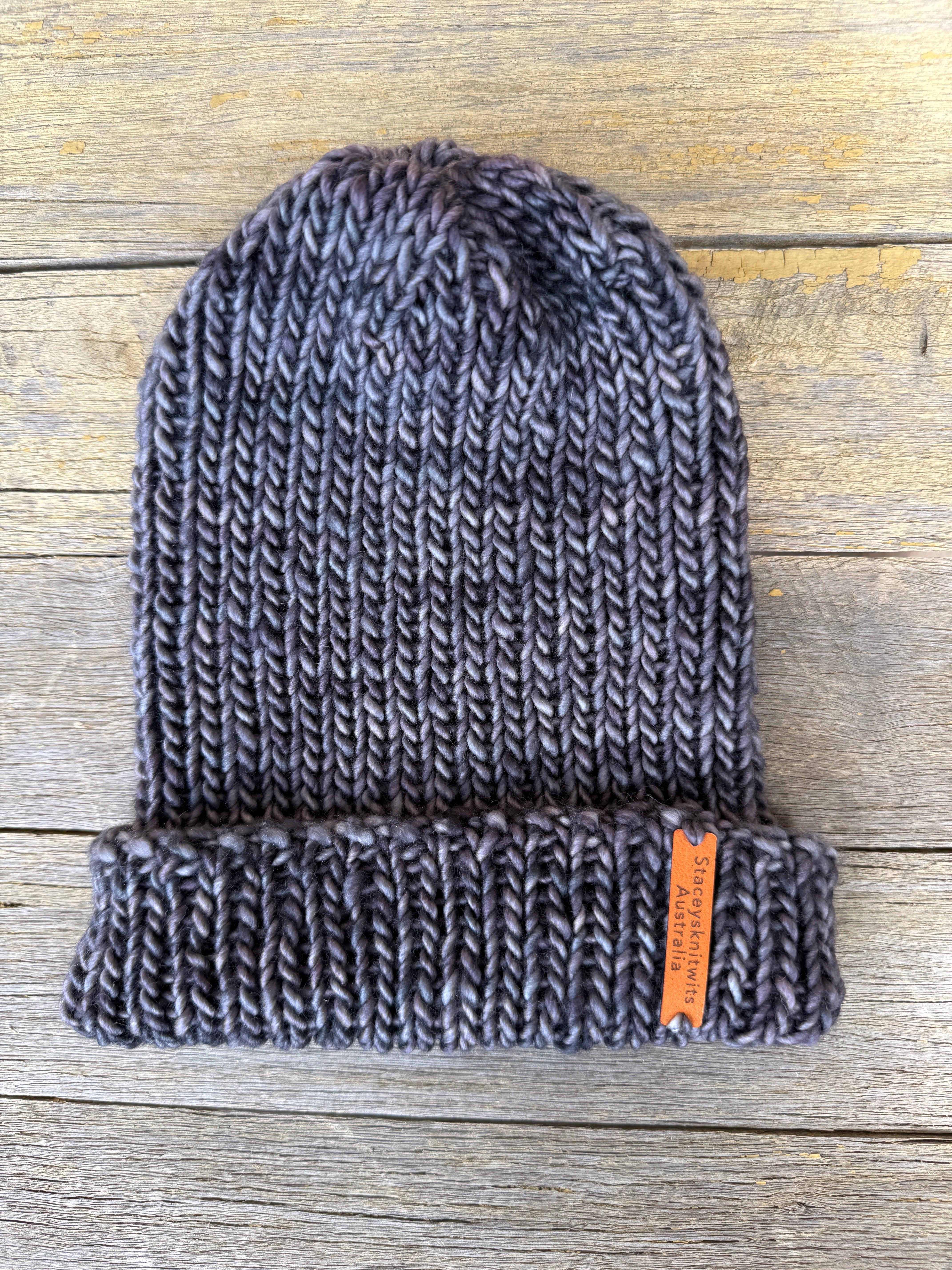 Grey Beanie, Hand knitted merino stretchy beanie