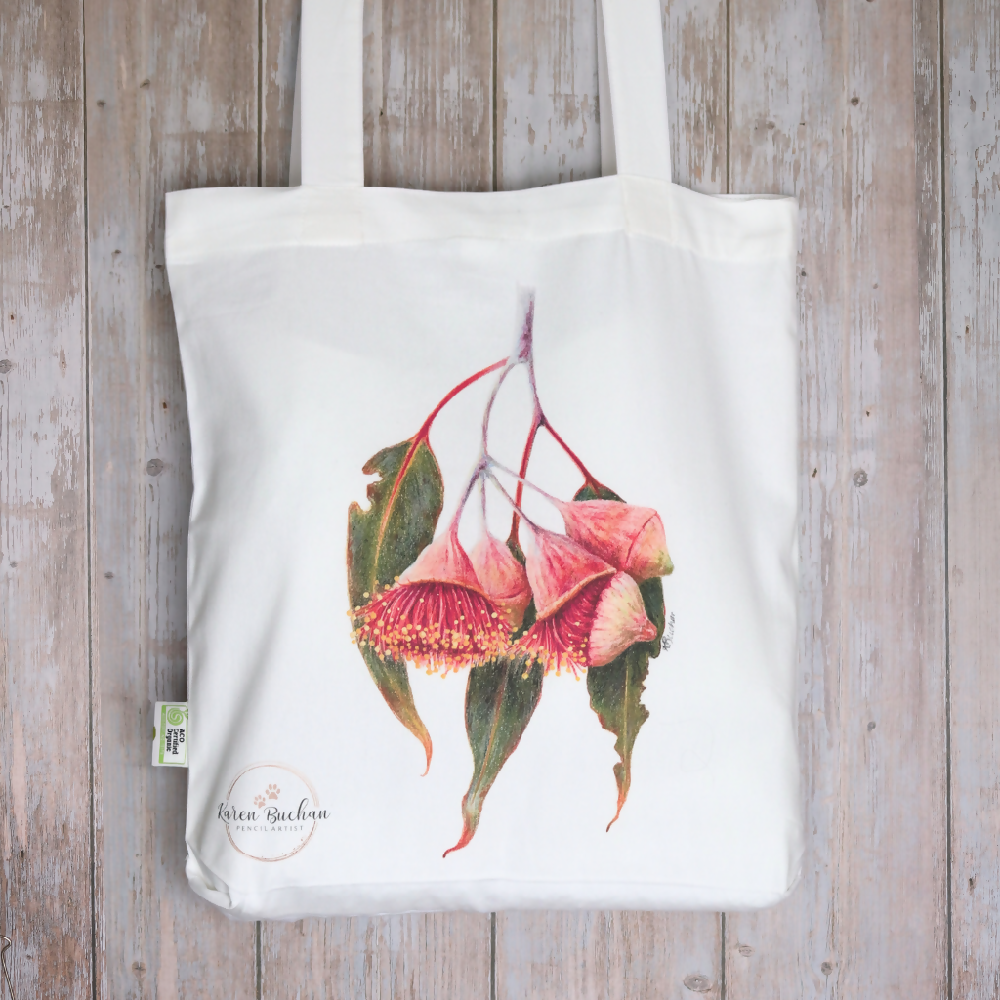 Australian-artist-illustration-tote-bag-eucalyptus-silver-princess-front