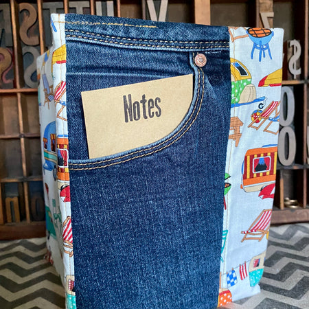 A5 Upcycled Denim Notebook - Caravans