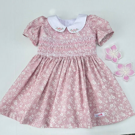 Liberty Smocked Dresses with Hand Embroidered Collars