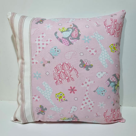 Child's Pink Animal Themed Cushion Covers- Nursery Decor -Kid's Bedroom-45x45cm