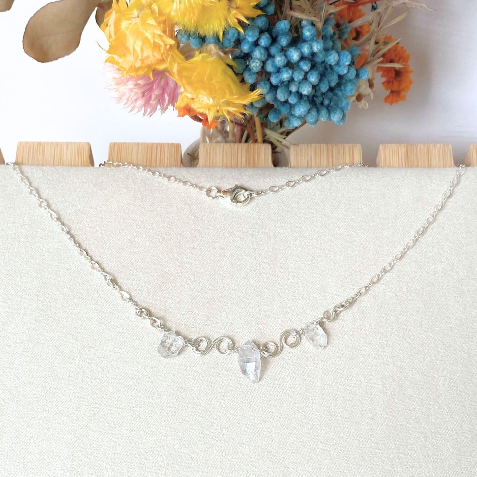 Natural Herkimer diamond necklace | Sterling silver | April birthstone | Mothers Day gift