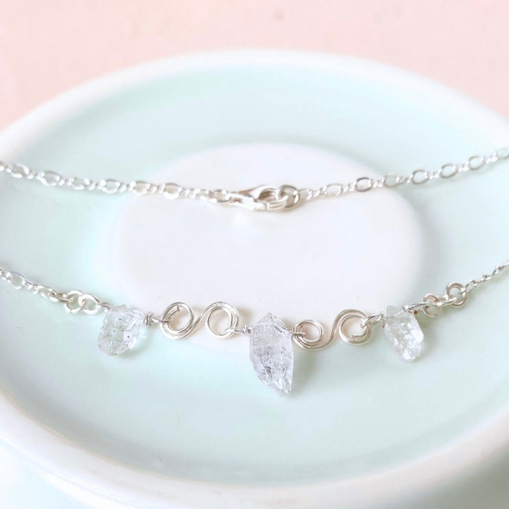 Natural Herkimer diamond necklace | Sterling silver | April birthstone | Mothers Day gift