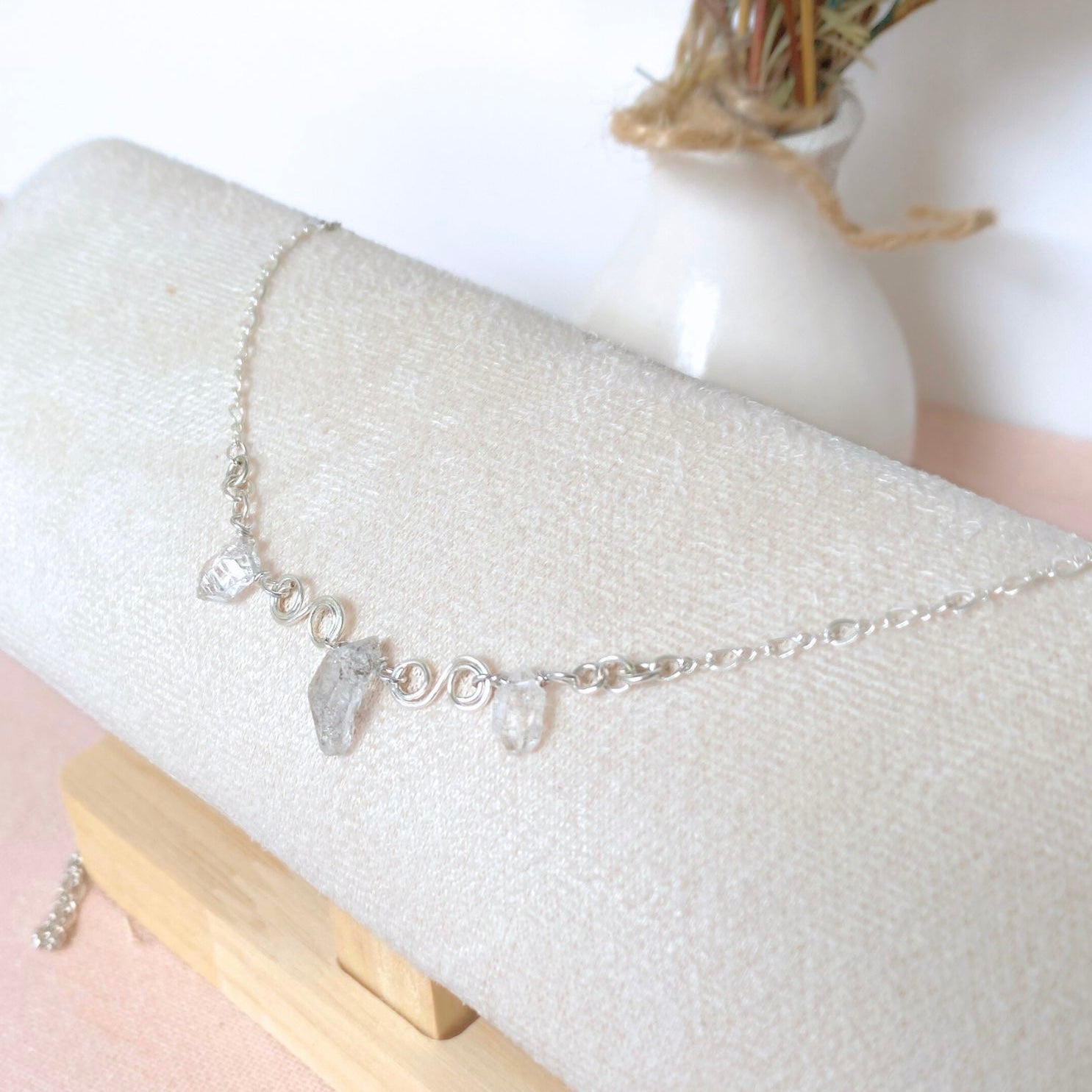 Natural Herkimer diamond necklace | Sterling silver | April birthstone | Mothers Day gift