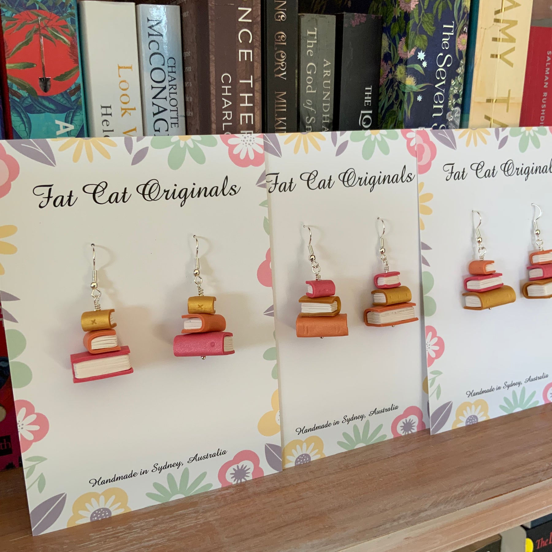 Stacked Stories Earrings – The Sunset Stories Stacks | Handmade Book Lover Gift | Mini Book Stack Dangles