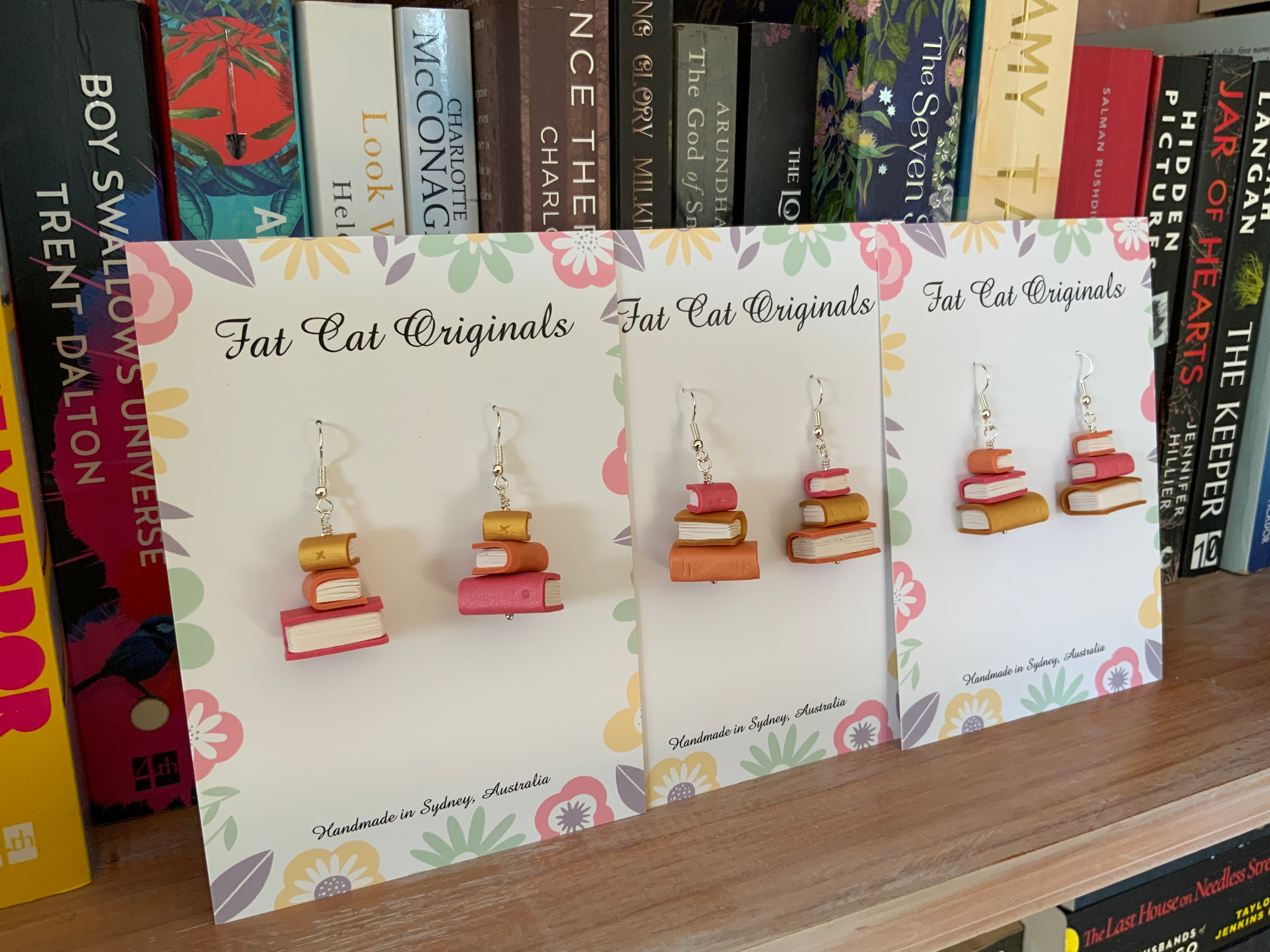 Stacked Stories Earrings – The Sunset Stories Stacks | Handmade Book Lover Gift | Mini Book Stack Dangles