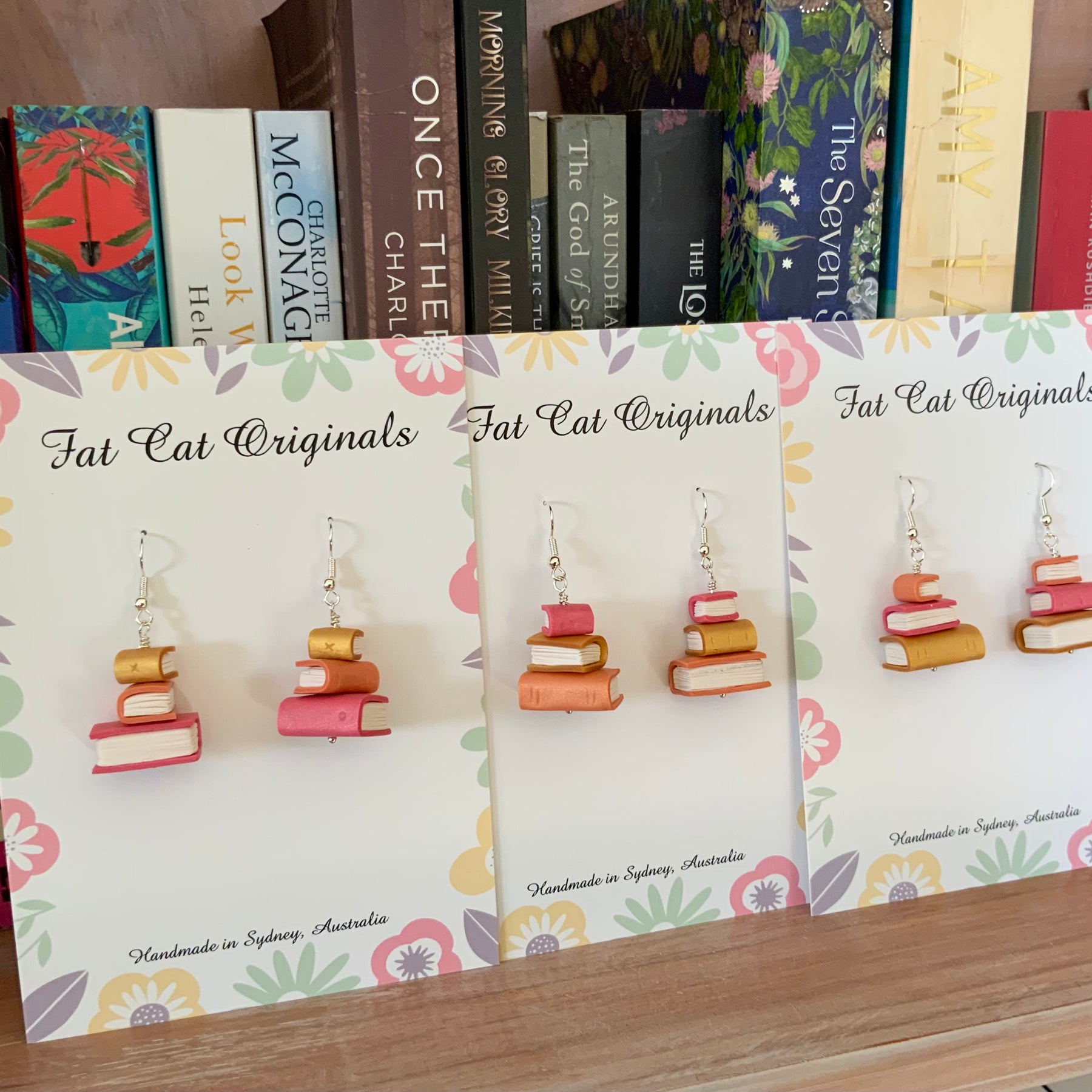 Stacked Stories Earrings – The Sunset Stories Stacks | Handmade Book Lover Gift | Mini Book Stack Dangles