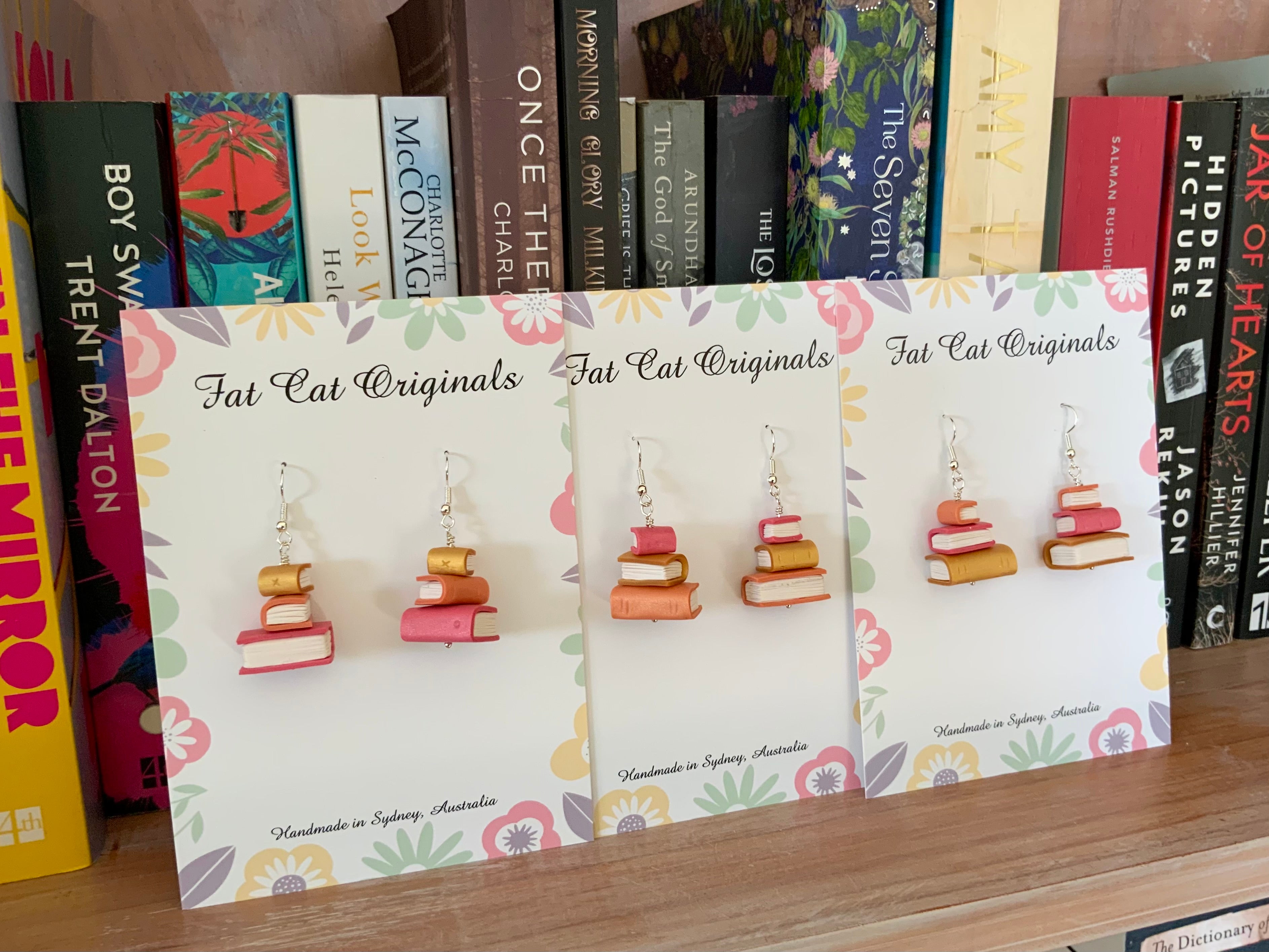 Stacked Stories Earrings – The Sunset Stories Stacks | Handmade Book Lover Gift | Mini Book Stack Dangles